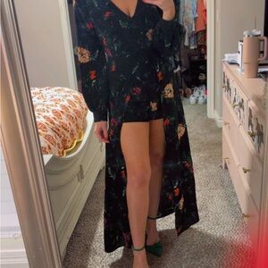 Lush Black Floral High Low Dress